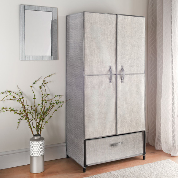 Canvas Wardrobe with 1 Drawer