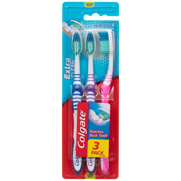 Colgate Extra Clean Medium Toothbrush 3pk