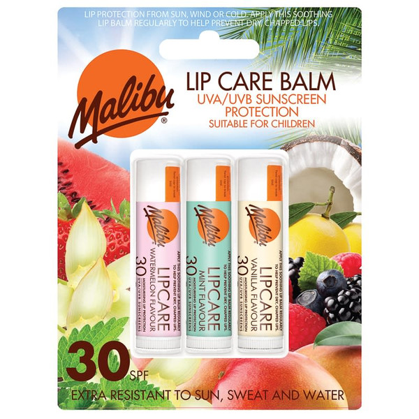 Malibu Lip Care Balm Spf 30 - 3pk