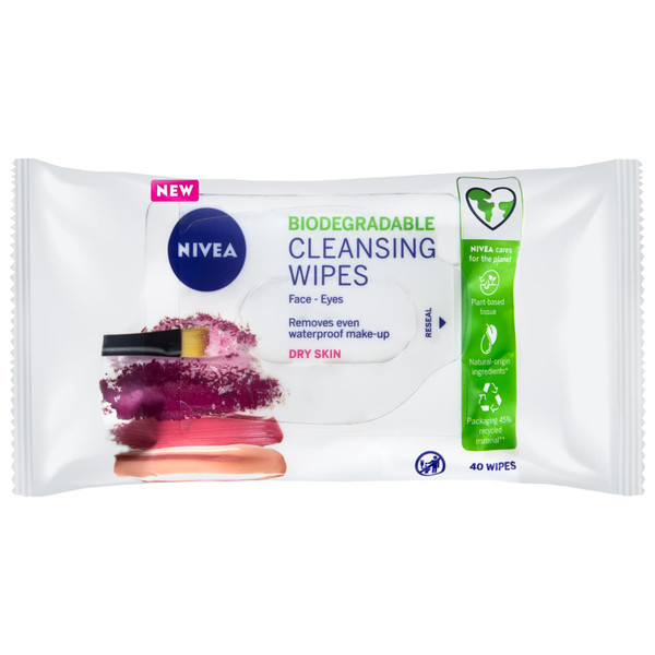 Nivea Biodegradable Cleansing Wipes 40pk - Dry Skin
