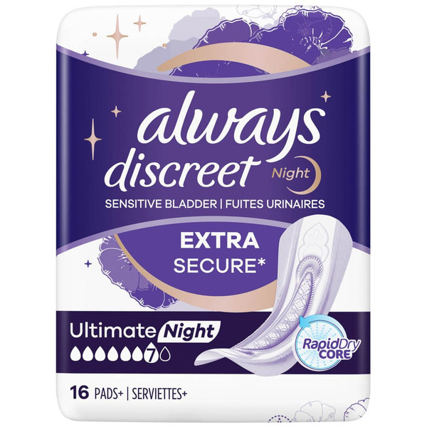 Always Discreet Pads Extra Secure 16pk - Ultimate Night