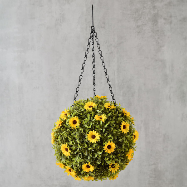 Hanging Floral Topiary Ball - Sunflowers
