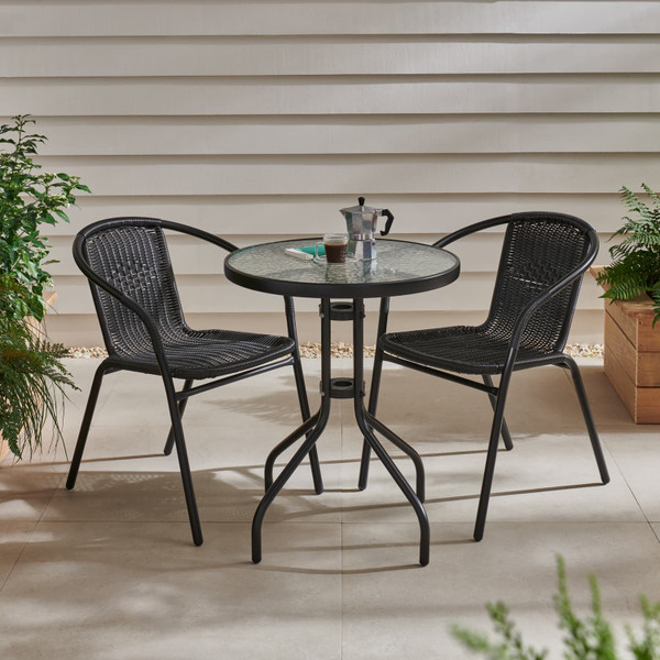 Bali Rattan Effect Bistro Set 3pc