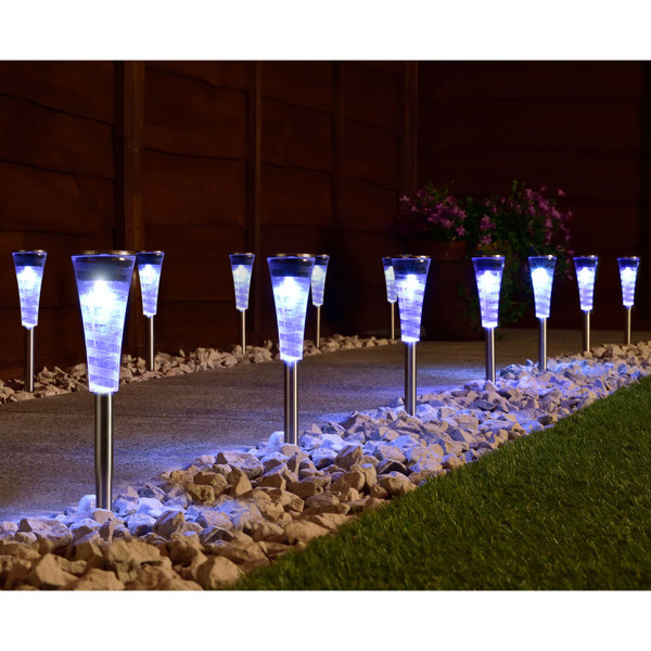 Solar Powered Stainless Steel Spiral Post Lights 15pk
