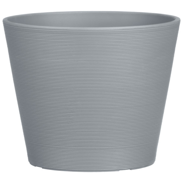 Ribbed Matt Plastic Planter - Grey