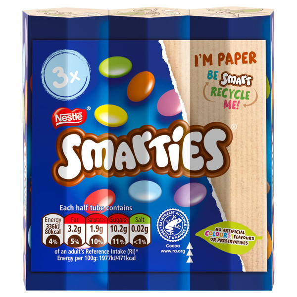 Smarties Tube 102g 3pk