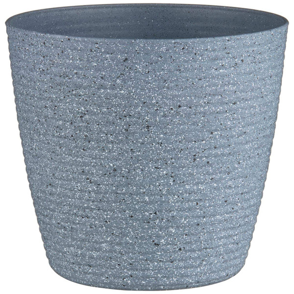 Ribbed Speckled Plastic Planter - Light Grey