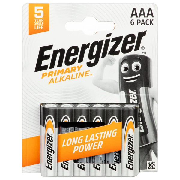 Energizer AAA Primary Alkaline Batteries 6pk