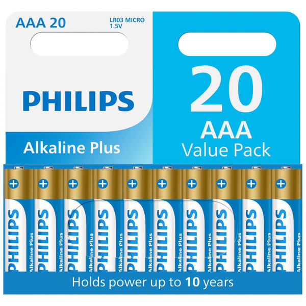 Philips AAA Alkaline Plus Batteries 20pk