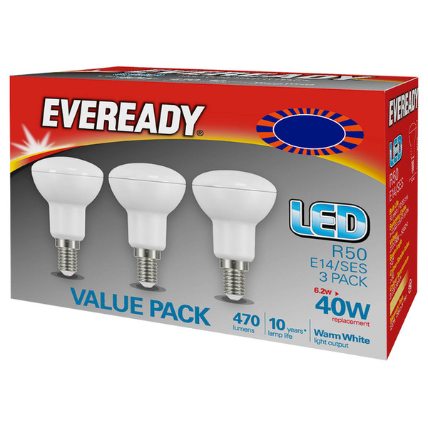 Eveready 40W E14 R50 Bulb 3pk