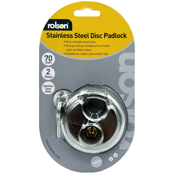 Rolson Stainless Steel Disc Padlock 70mm