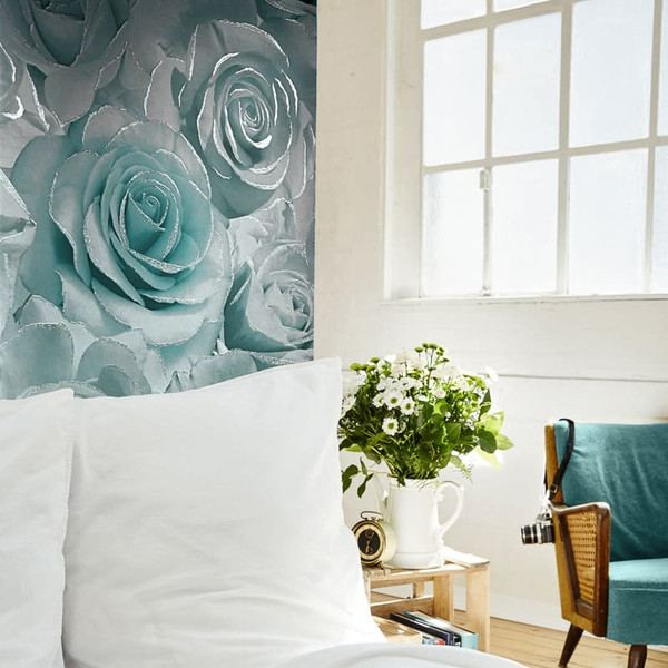 Madison Glitter Wallpaper - Aqua