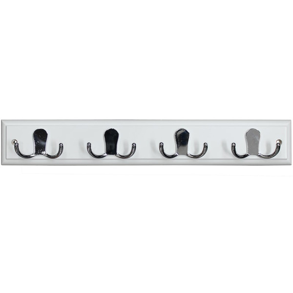 White & Chrome 4 x Double Hook Rail