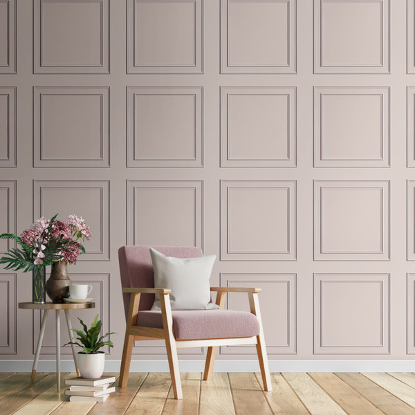 Panel Moulding Wallpaper - Blush