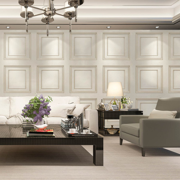 Amara Cream Gold Panel Wallpaper