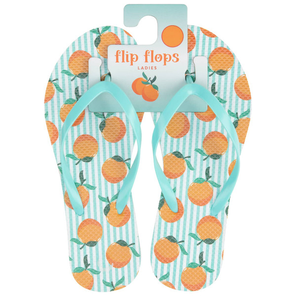 Ladies Orange Print Flip Flop Sizes 3-8