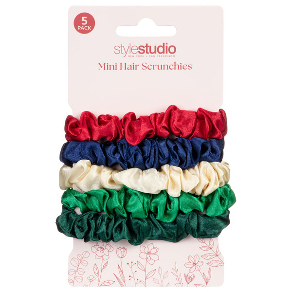 Style Studio Mini Hair Scrunchies 5pk - Brown