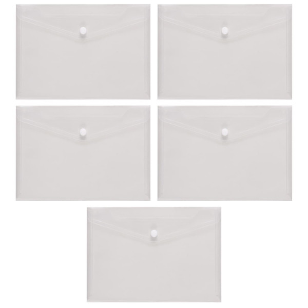 A5 Popper Wallets 5pk - Clear