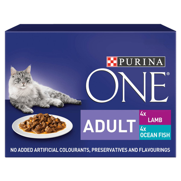 Purina One Adult Cat Food - Lamb & Fish 8 x 85g