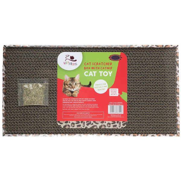 Kittykins Cat Scratcher Box With Cat Nip - Leopard