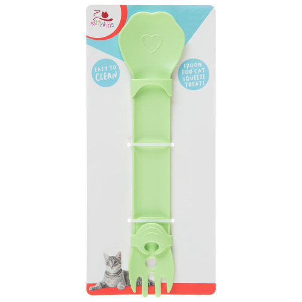 Kittykins 2-in-1 Cat Feeding Spork - Green