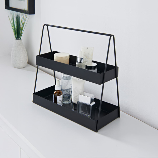 Bathroom 2 Tier Caddy - Black