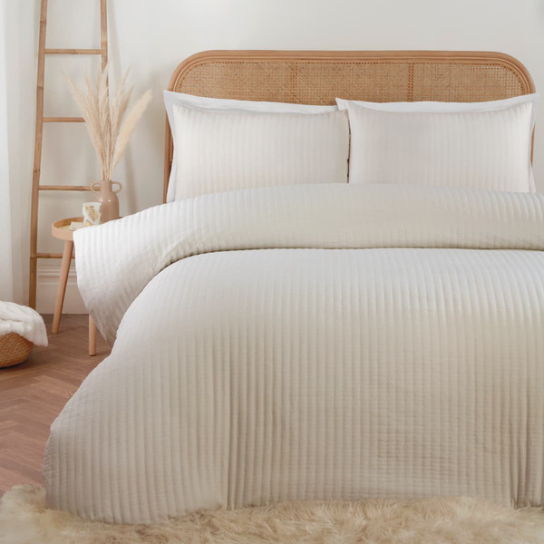 Boho Beach Cream Quilted Duvet Set - Double