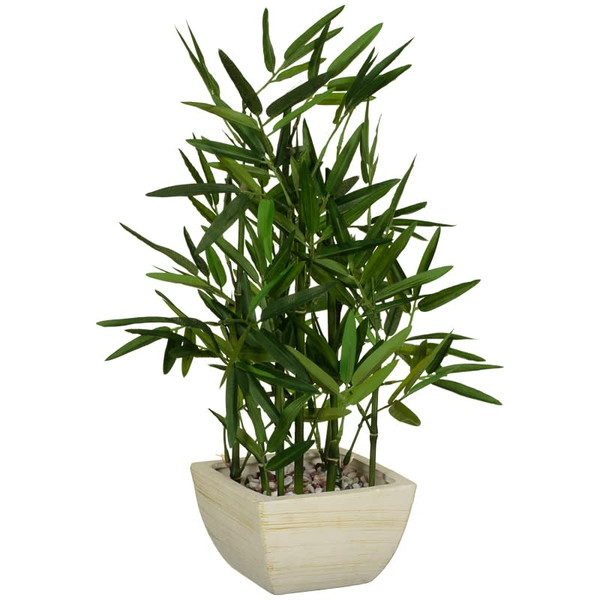 Artificial Bamboo Plant in White Pot