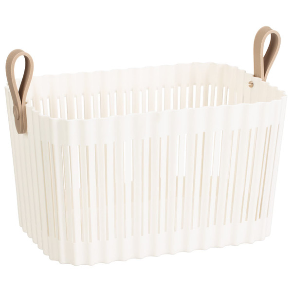 Ribbed Storage Tub With Leatherette Handle 10L