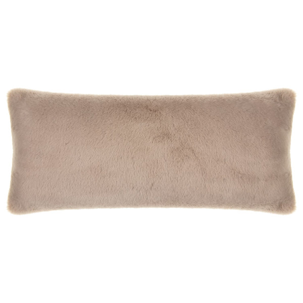 Oblong Faux Fur Cushion - Mink
