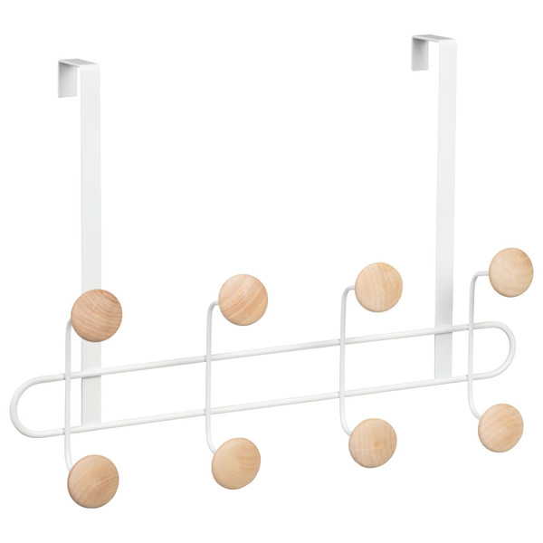 Ash Over Door Wooden Hooks - White