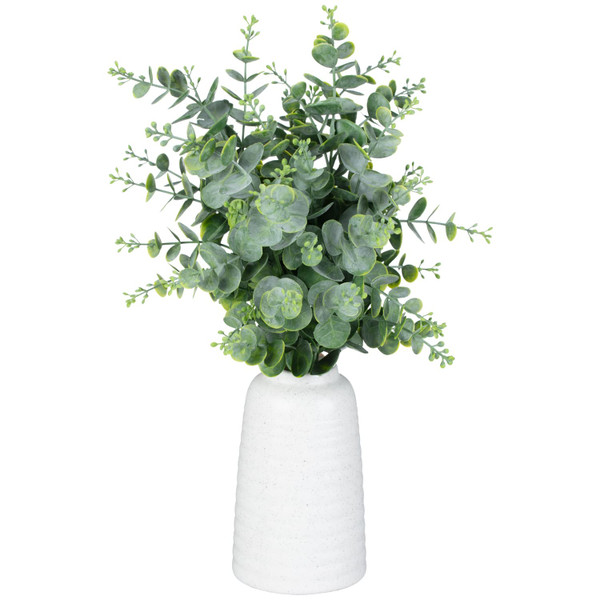 Eucalyptus in a Ribbed Ceramic Vase