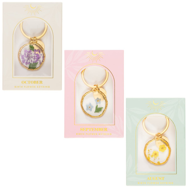 Birth Flower Keyring - Assorted