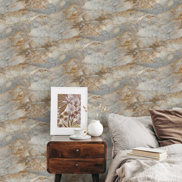 Siena Stone Wallpaper - Rust