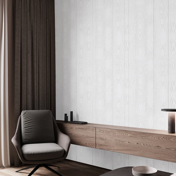 Fresco Wood Grain Wallpaper - White