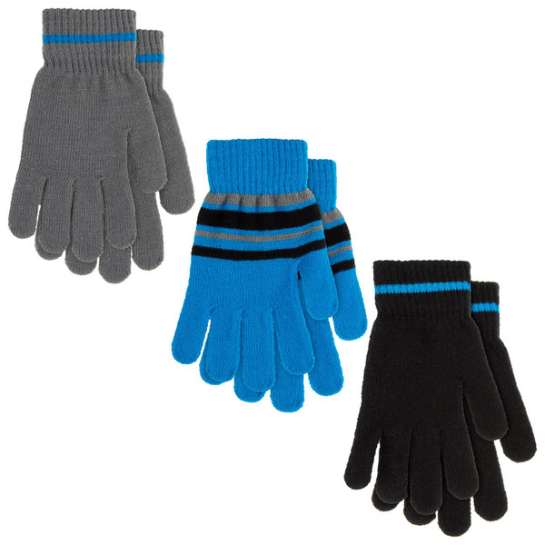 Kids Gloves 3pk - Grey, Blue & Navy