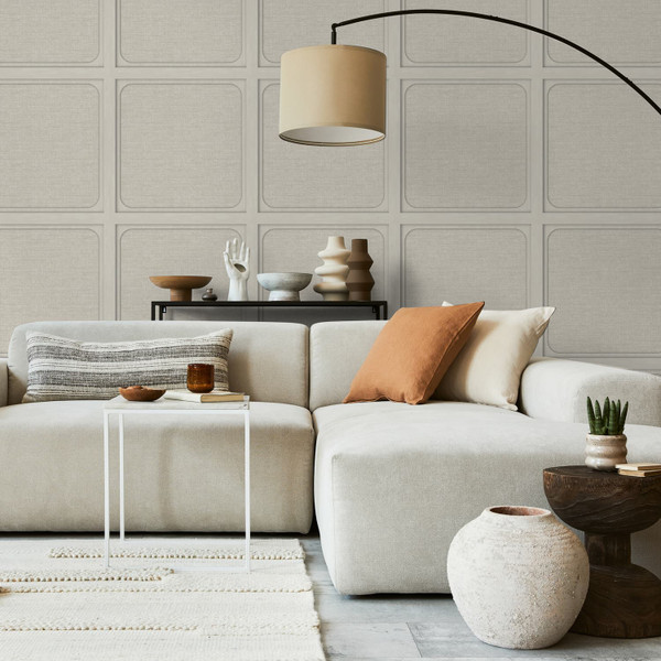 Fresco Rattan Panel Wallpaper - Grey