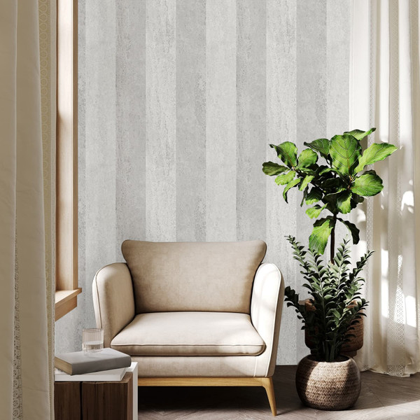 Fresco Glitz Concrete Stripe Wallpaper - Grey