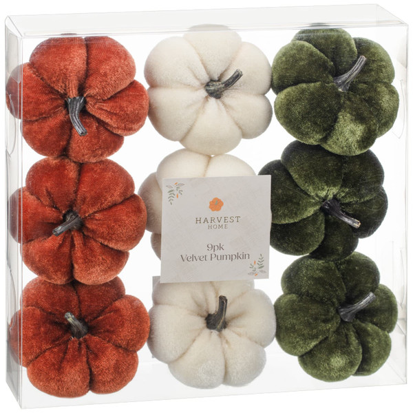 Harvest Home Velvet Pumpkins 9pk