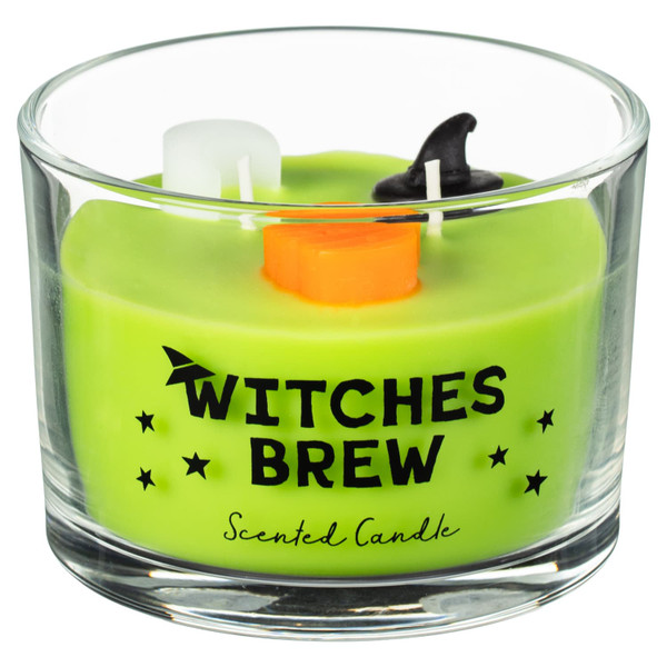 Glass Scented Candle with Wicker Character - Witches Brew