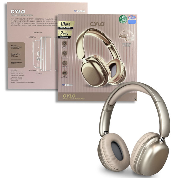 Cylo Metallic Bluetooth Headphones - Champagne