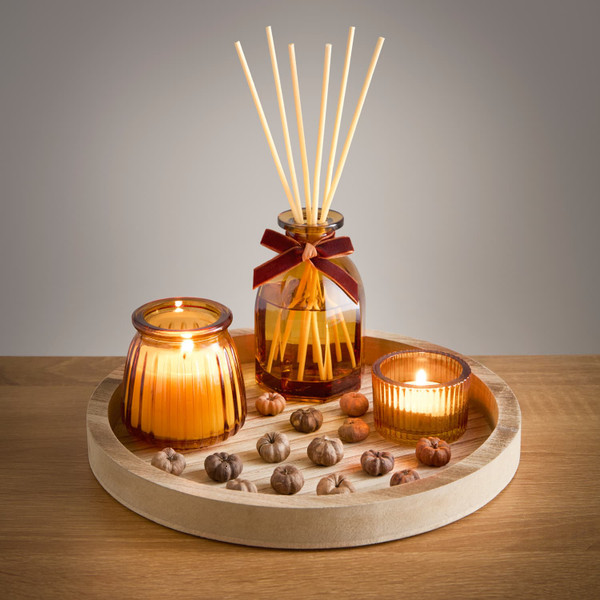 Harvest Candle and Mini Pumpkin Set