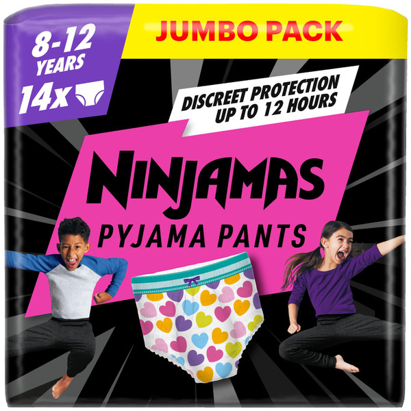 Pampers Ninjamas 8-12yrs 14pk - Hearts