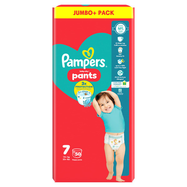 Pampers Baby-Dry Nappy Pants Jumbo 50pk - Size 7