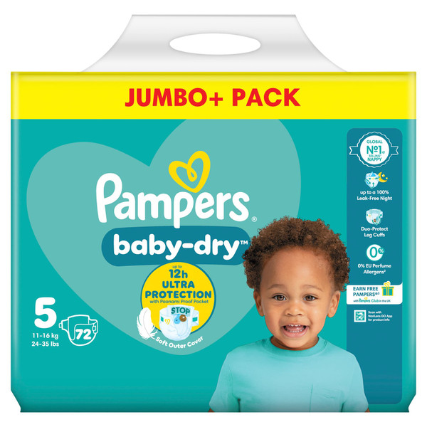 Pampers Baby-Dry Nappies Jumbo 72pk - Size 5