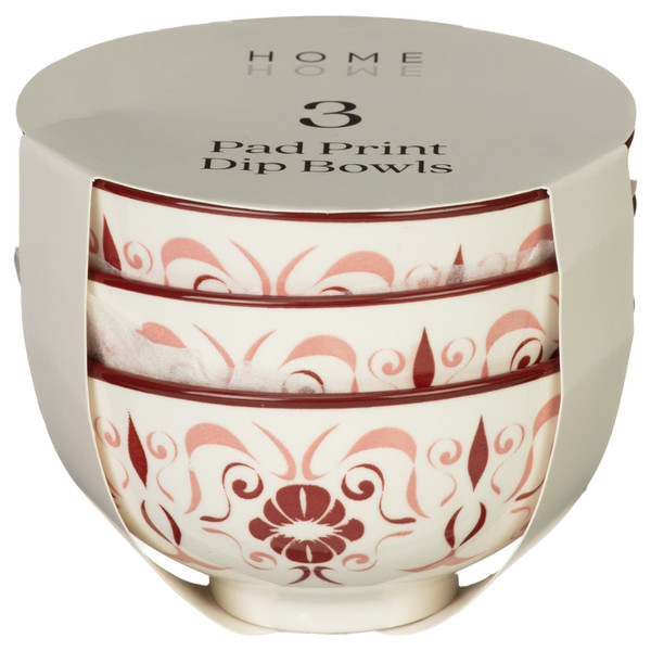 Home Pad Print Dip Bowls 3pk - Pink & Burgundy