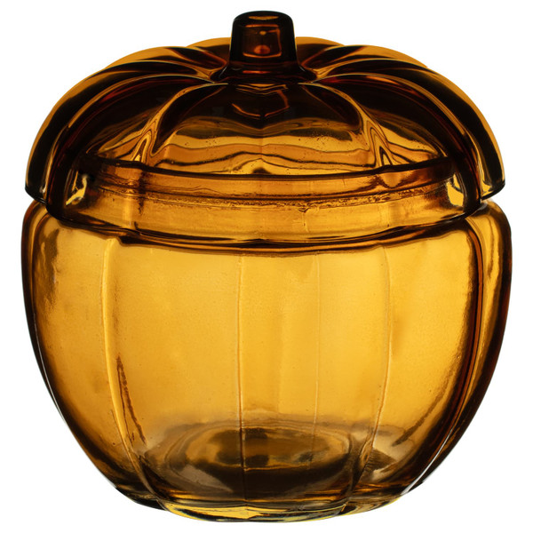 Mini Glass Pumpkin Jar - Amber