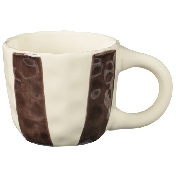 Scallop Edge Stripe Mug - Cream & Brown