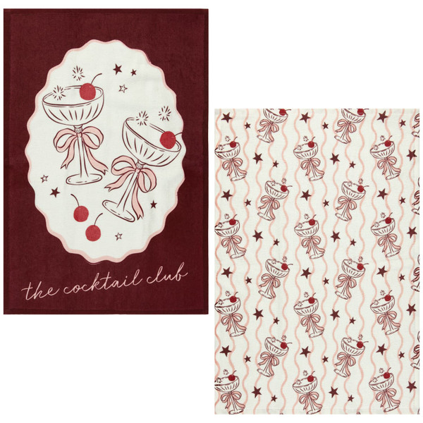 Cocktail Club Velour Tea Towels 2pk