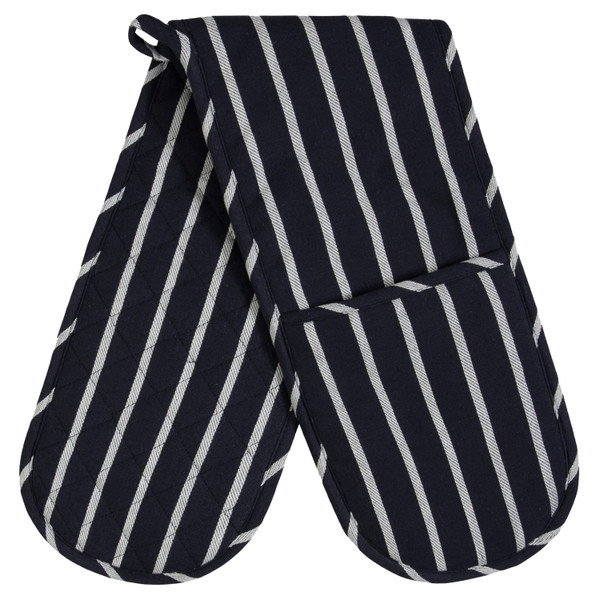 Home Striped Double Oven Glove - Navy